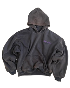 Thirteen Studios Double Layers Black Washed Hoodie